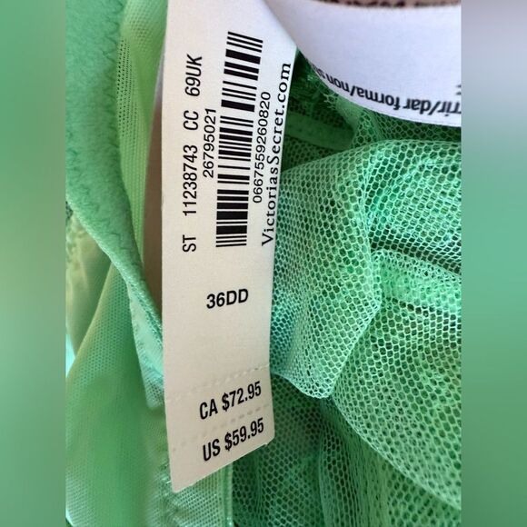 Victoria’s Secret Wicked Unlined Boho Embroidery Balconette Bra GREEN 36DD NWT - Picture 8 of 9